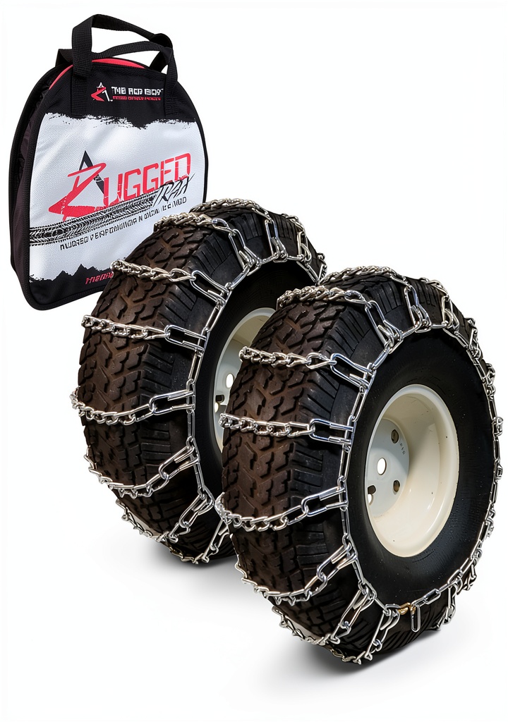 Tire chains for lawn mowers