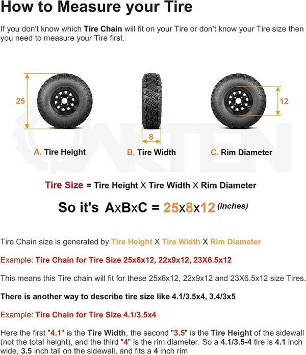 OakTen Tire Chains for Lawn Garden Tractors-6